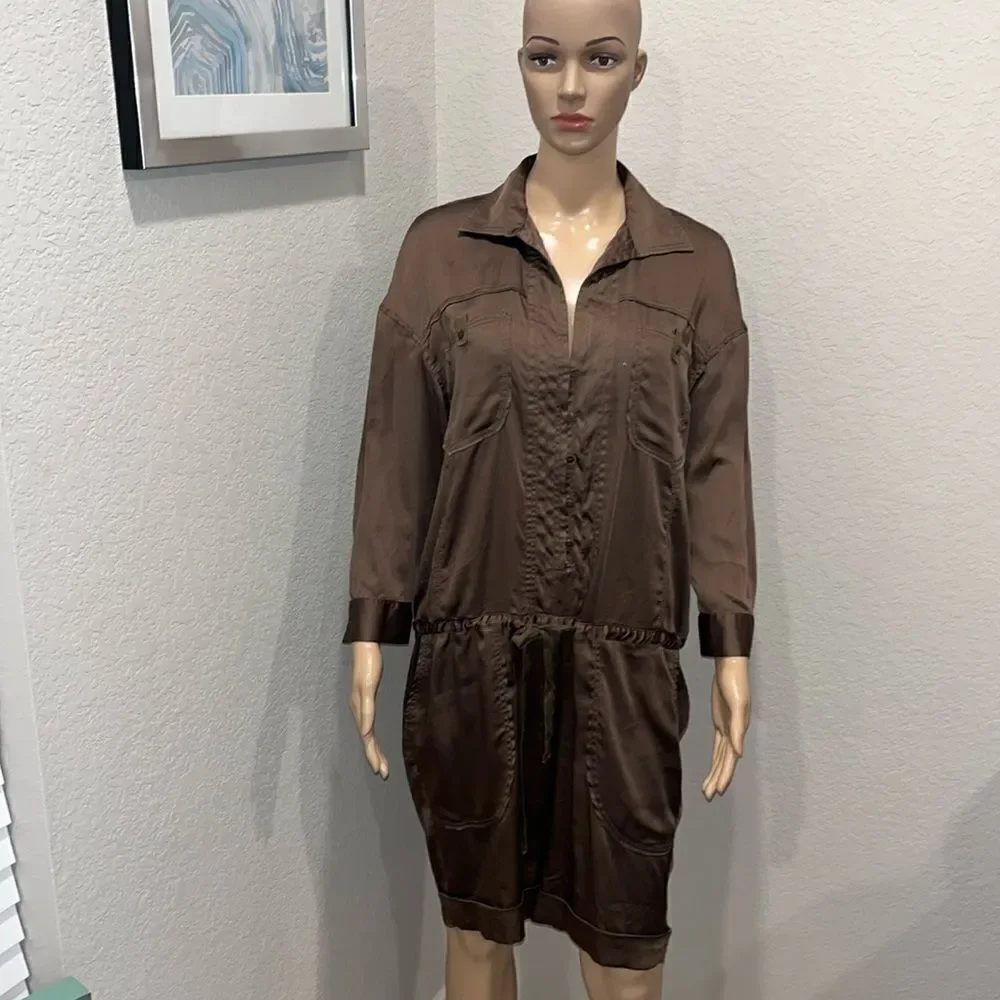 Zara satin romper w/ pockets